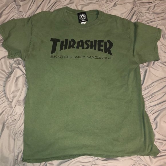Thrasher Tops - Green Faded Thrasher T-Shirt
